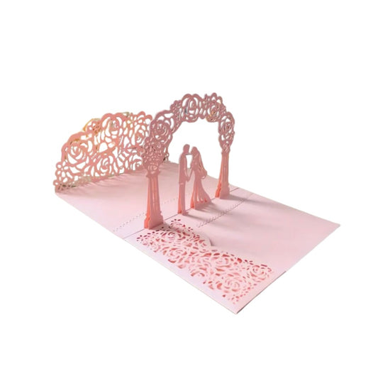 3D Hochzeitskarte – Liebe unter dem Rosenbogen